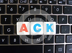 Abbreviation ACK on keyboard background
