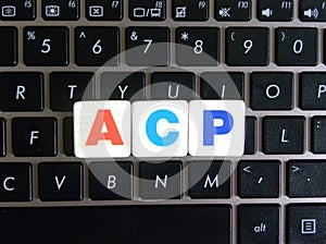 Abbreviation ACP on keyboard background