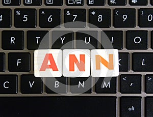Abbreviation ANN on keyboard background