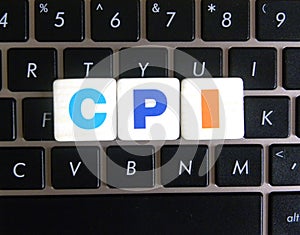 Abbreviation CPI on keyboard background