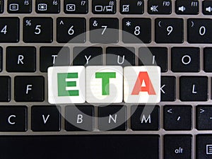 Abbreviation ETA on keyboard background