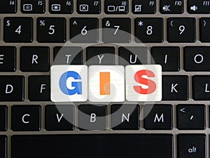 Abbreviation GIS on keyboard background