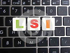 Abbreviation LSI on keyboard background