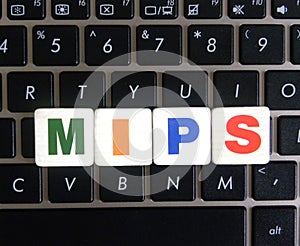 Abbreviation MIPS on keyboard background photo