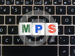 Abbreviation MPS on keyboard background