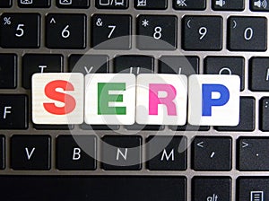 Abbreviation SERP on keyboard background
