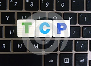 Abbreviation TCP on keyboard background