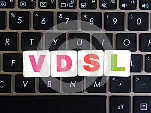 Abbreviation VDSL on keyboard background