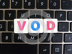Abbreviation VOD on keyboard background