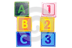 Abc 123 in toy play block letters