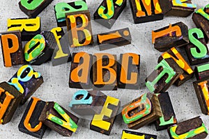 Abc alphabet letterpress words spelling reading