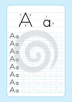 ABC Alphabet letters tracing worksheet with alphabet letters. Basic writing practice for kindergarten kids A4 paper ready to print