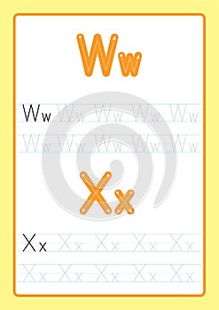 ABC Alphabet letters tracing worksheet with alphabet letters. Basic writing practice for kindergarten kids A4 paper ready to print