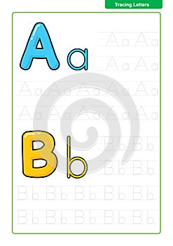 ABC Alphabet letters tracing worksheet with alphabet letters. Basic writing practice for kindergarten kids A4 paper ready to print