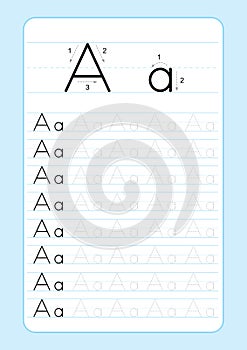 ABC Alphabet letters tracing worksheet with alphabet letters. Basic writing practice for kindergarten kids A4 paper ready to print photo