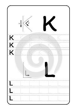 ABC Alphabet letters tracing worksheet with alphabet letters. Basic writing practice for kindergarten kids A4 paper ready to print photo