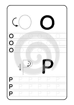 ABC Alphabet letters tracing worksheet with alphabet letters. Basic writing practice for kindergarten kids A4 paper ready to print photo