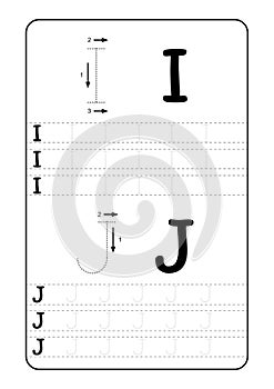 ABC Alphabet letters tracing worksheet with alphabet letters. Basic writing practice for kindergarten kids A4 paper ready to print photo