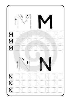 ABC Alphabet letters tracing worksheet with alphabet letters. Basic writing practice for kindergarten kids A4 paper ready to print photo
