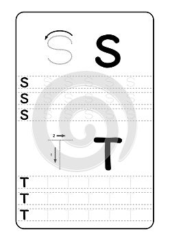 ABC Alphabet letters tracing worksheet with alphabet letters. Basic writing practice for kindergarten kids A4 paper ready to print photo