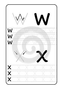 ABC Alphabet letters tracing worksheet with alphabet letters. Basic writing practice for kindergarten kids A4 paper ready to print photo