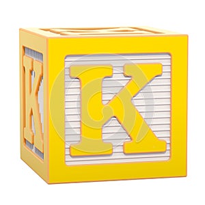 ABC Alphabet Wooden Block with K letter. 3D rendering