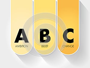 ABC - Ambition Belief Change acronym, business concept background