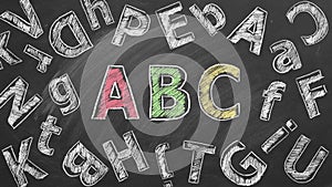 ABC on black chalkboard