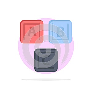 Abc, Blocks, Basic, Alphabet, Knowledge Abstract Circle Background Flat color Icon