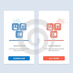 Abc, Blocks, Basic, Alphabet, Knowledge  Blue and Red Download and Buy Now web Widget Card Template