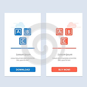 Abc, Blocks, Basic, Alphabet, Knowledge  Blue and Red Download and Buy Now web Widget Card Template