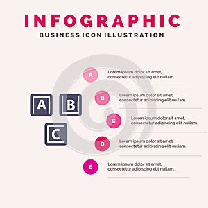 Abc, Blocks, Basic, Alphabet, Knowledge Infographics Presentation Template. 5 Steps Presentation