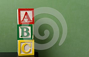 ABC Blocks in front of Chalkboard