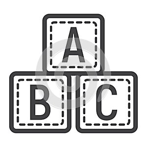 ABC blocks line icon, alphabet cubes and education photo