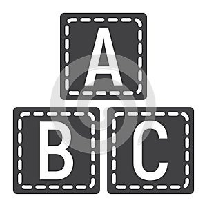 ABC blocks solid icon, alphabet cubes education