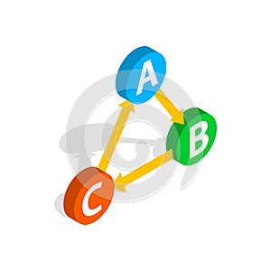 ABC button icon, isometric 3d style