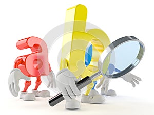 ABC character looking through magnifying glass