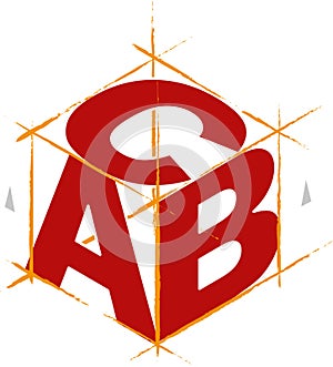 ABC cube with letters. Simple and clean illustration.
