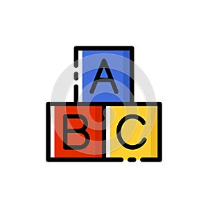 ABC cubes colourful vector illustration. Kids preschool activity icon.