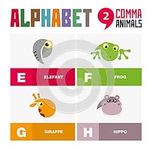 Abc English alphabet animal icon set vector illustration