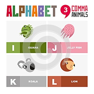 Abc English alphabet animal icon set vector illustration