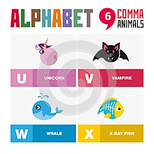 Abc English alphabet animal icon set vector illustration