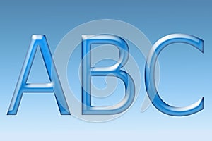 Abc letters. ABC inscription on a blue gradient background.