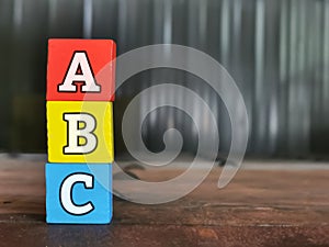 ABC letters alphabet on colorful wooden blocks