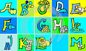 Abc letters with pictures in german and english part 1 second version