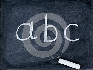 Abc letters and school stuff on blackboard