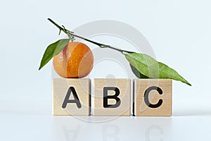 ABC letters of wooden blocks on white background