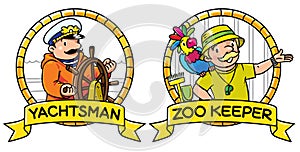 ABC professions set. Yachtsman and zoo keeper