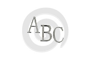 ABC rendering letters on a white background