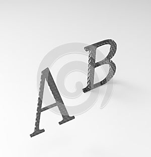 ABC rendering letters on a white background